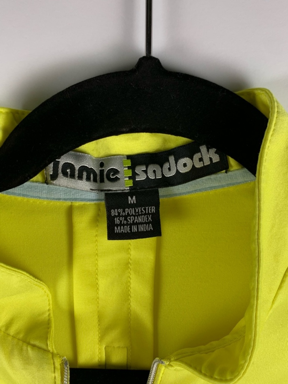 Jamie Sadock Womens M Golf Top Neon Yellow Sleeveless 1/4 Zip Stretch Pocket - Picture 9 of 12